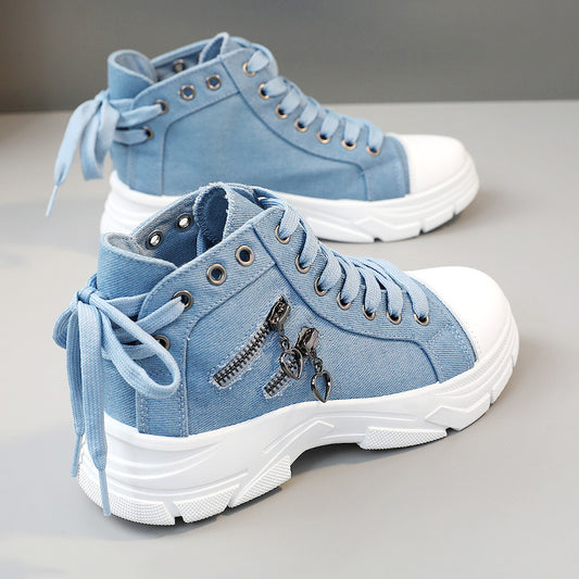 Dame Trendy High-Top Sneakers med stilfulde lynlåse og gummisål Stilla