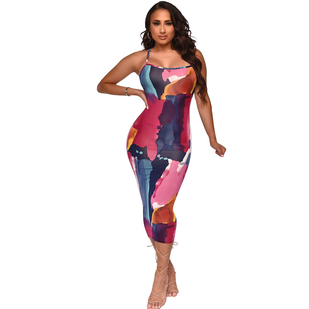 Dame Abstrakt Mønstret Figurvenligt Midikjole Stilla