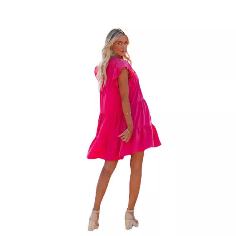 Dame afslappet sommerkjole med flæser og luftig silhuet Stilla