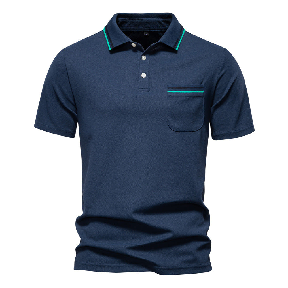 Herre polo T-shirt med elegante kontraststriber og praktisk brystlomme Stilla
