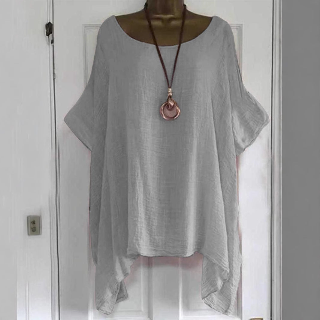 Dame afslappet oversized bluse shirt i let materiale med løs pasform Stilla