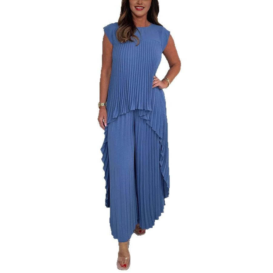 Dame Elegant Folds Jumpsuit Sæt Stilla