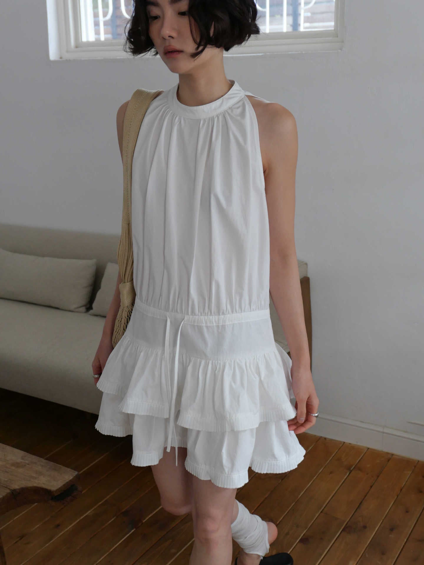 Dame afslappet sommerkjole med dekorative volanter og justerbar taljehn sap Stilla