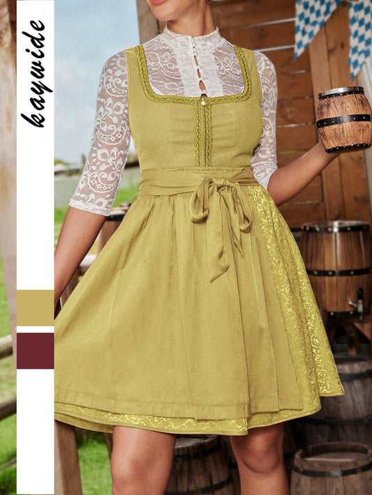 Dame Dirndlkjole med florale detaljer og spidse ærmer Stilla