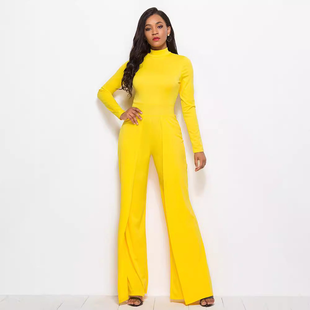 Dame Elegant Jumpsuit med højhalset design og vide ben Stilla