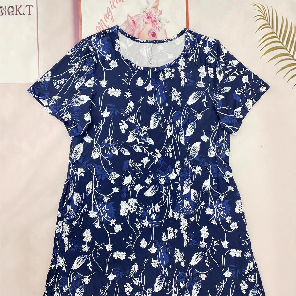 Dame A-linje Midi Kjole med kunstnerisk bladtryk Stilla