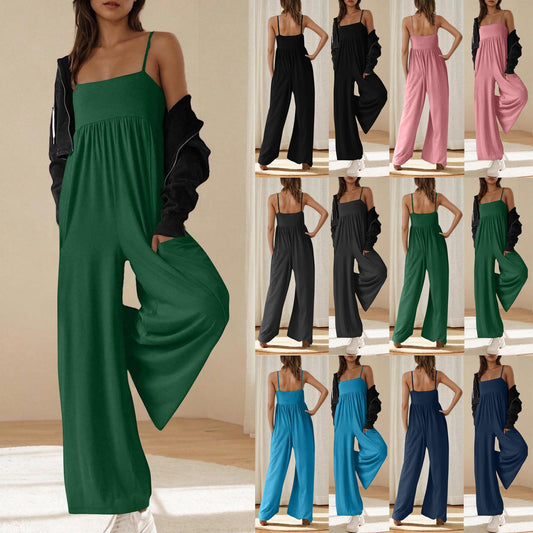 Dame elegant Jumpsuit med bred ben og praktiske lommer Stilla