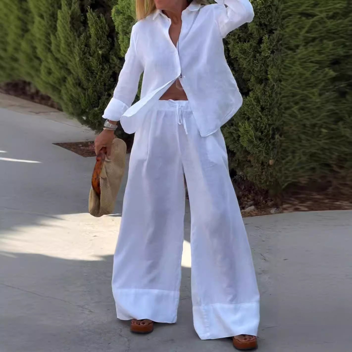 Dame afslappet og luftig loungewear-sæt lavet af blødt stof med løs pasform Stilla