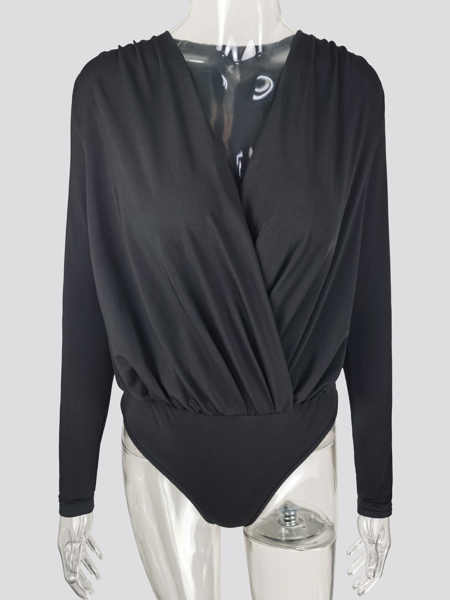 Dame Elegant Bodystocking med V-udskæring og lange ærmer Stilla