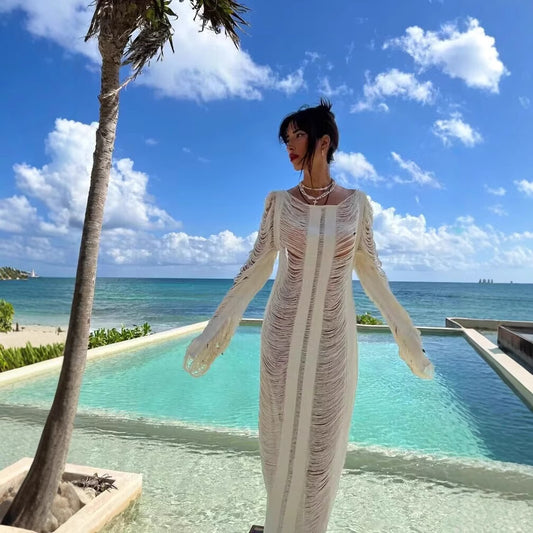 Dame Elegant gennemsigtigt kjole med raffineret ruffles-design Stilla