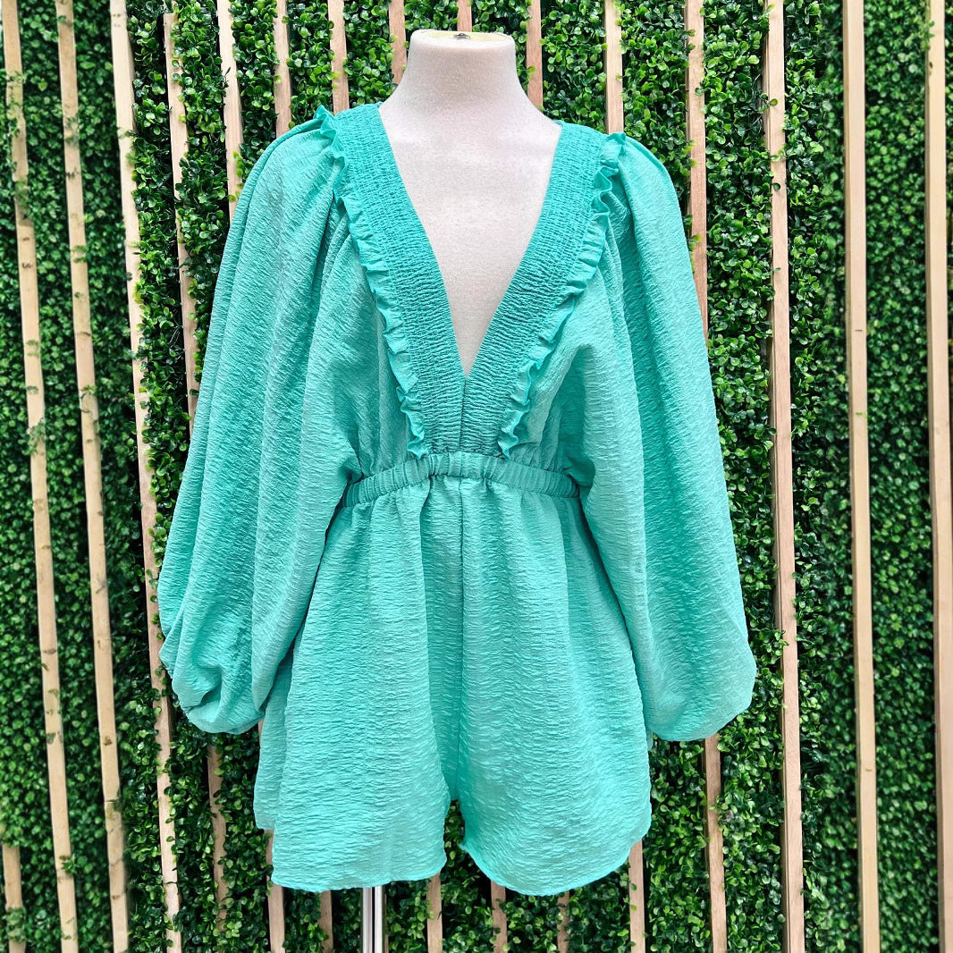 Damer casual jumpsuit med dekorative flæser og elastisk taljesnor Stilla