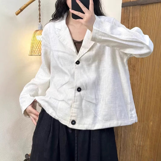 Dame cropped Button-Up Linnedjakke Stilla