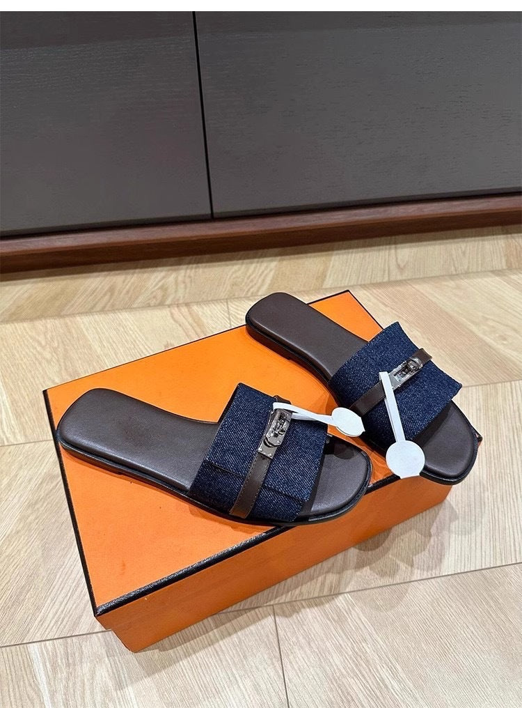 Dame Elegant Læder Slide Sandaler Stilla