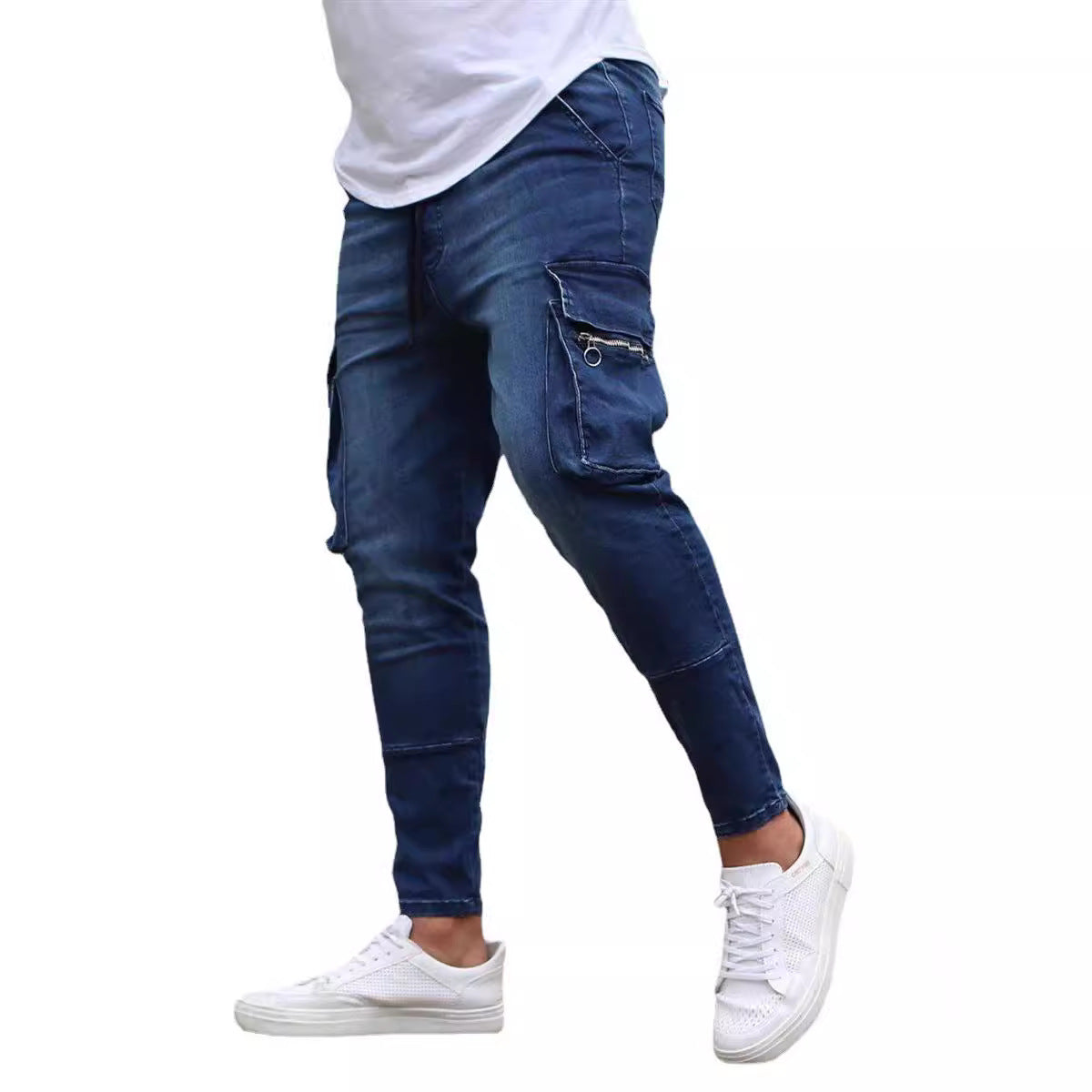 Herre Cargo Jeans med praktiske lommer og smal pasform Stilla