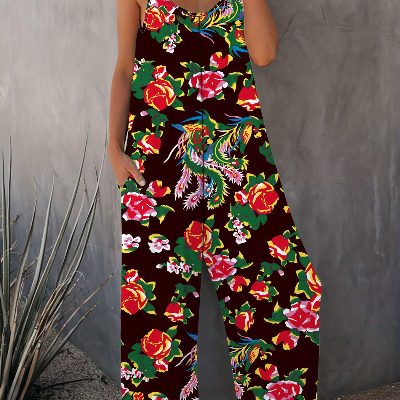 Dame jumpsuit med blomstermønster fra Stilla