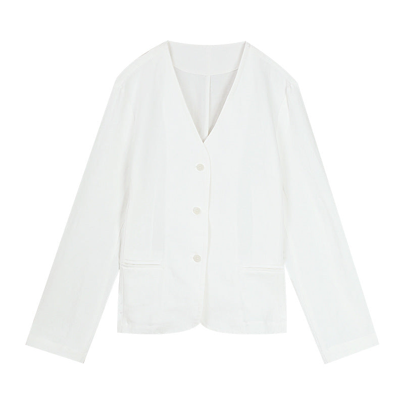 Dame elegant blazerjakke med blødt stof og minimalistisk knaplukning Stilla