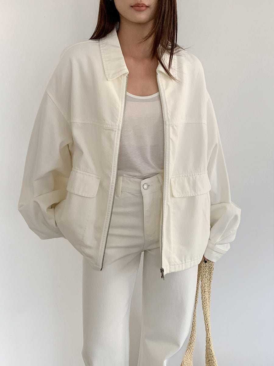 Dame afslappet jeansjakke i moderne oversized snit med praktiske lommer og klassisk krave Stilla