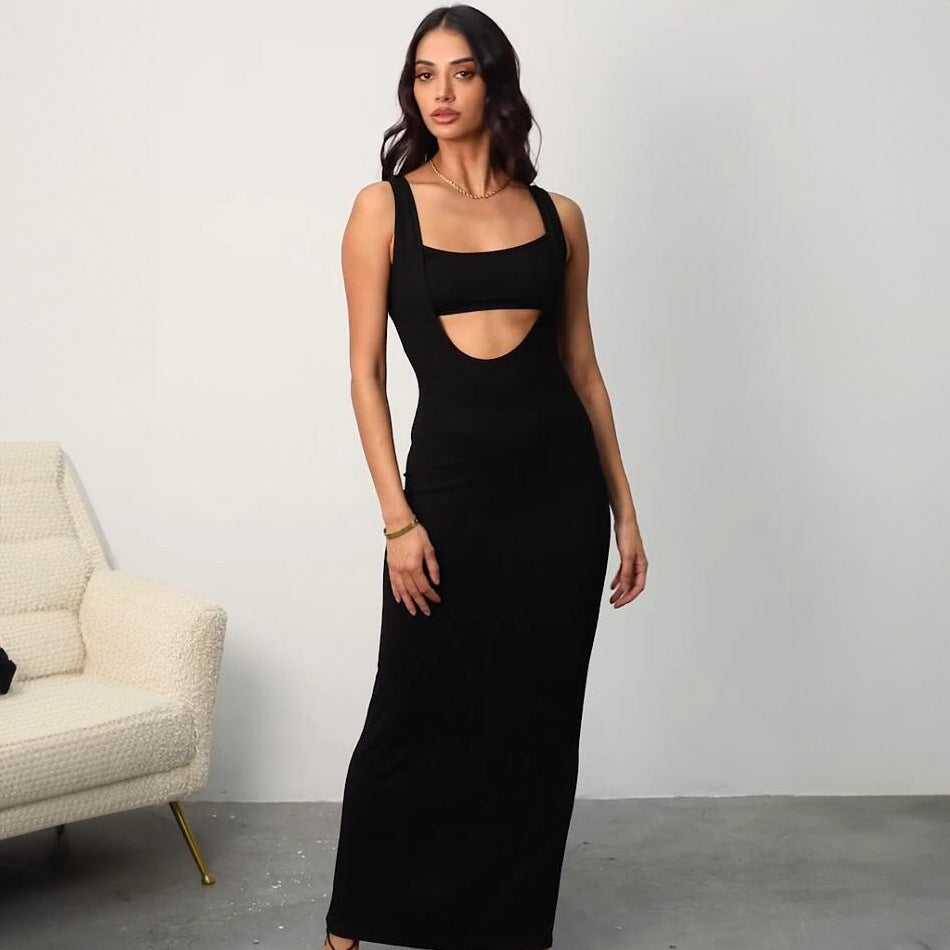 Dame Cut-Out Maxi Kjole med figursyet snit og fine stropper Stilla