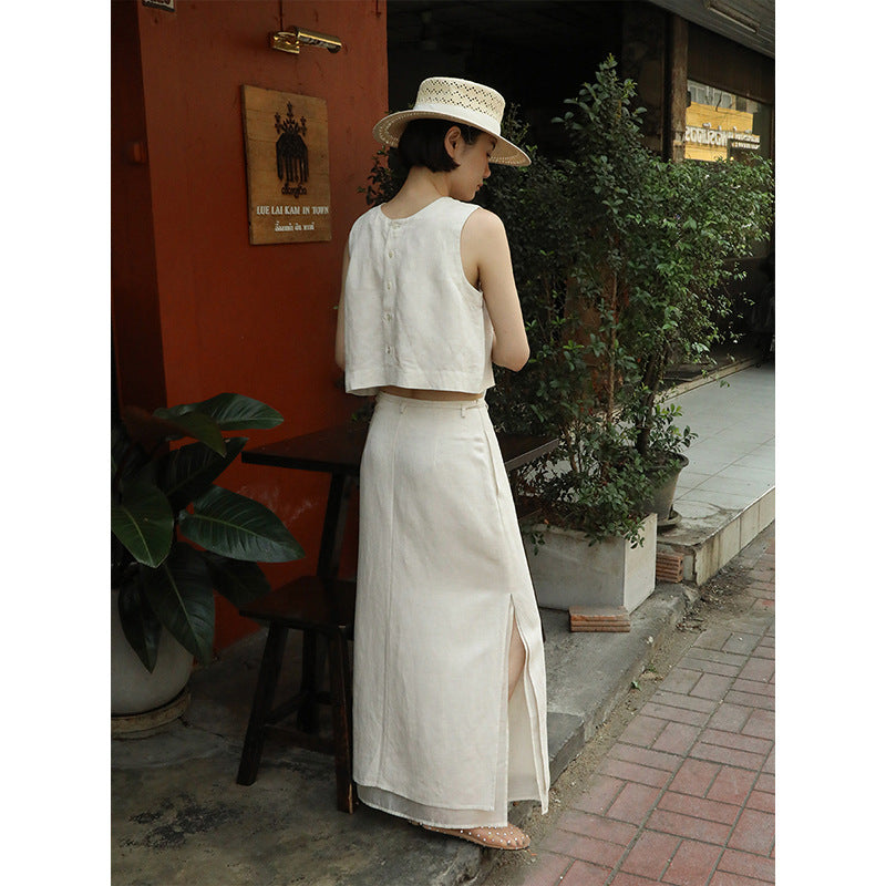 Dame afslappet maxikjole med luftig snit og side slids Stilla