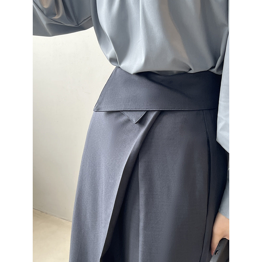 Dame elegant blyantskirt med asymmetrisk kant og høj talje Stilla