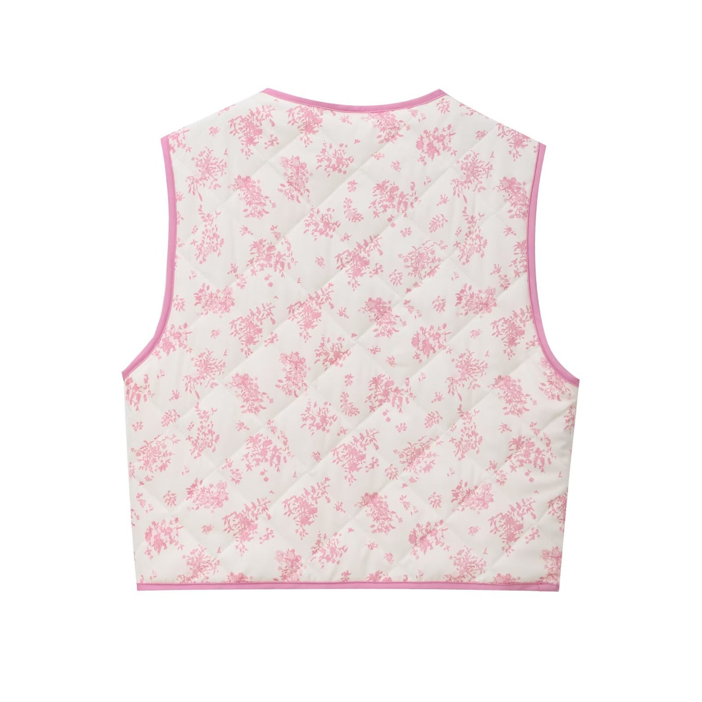 Dame quiltet vest med blomsterdesign og praktiske lommer Stilla