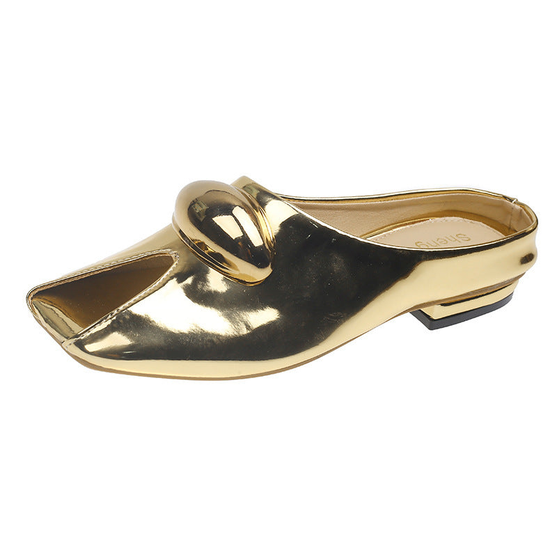 Dame Åbne Tå Slides med dekorativ metallic-accents Stilla