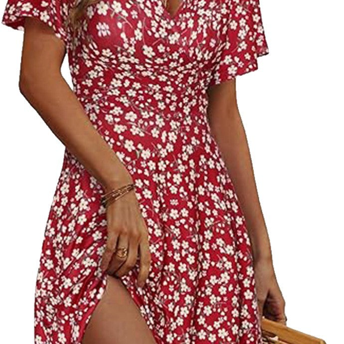 Dame Elegant Blomsterprint A-Linje Kjole Stilla