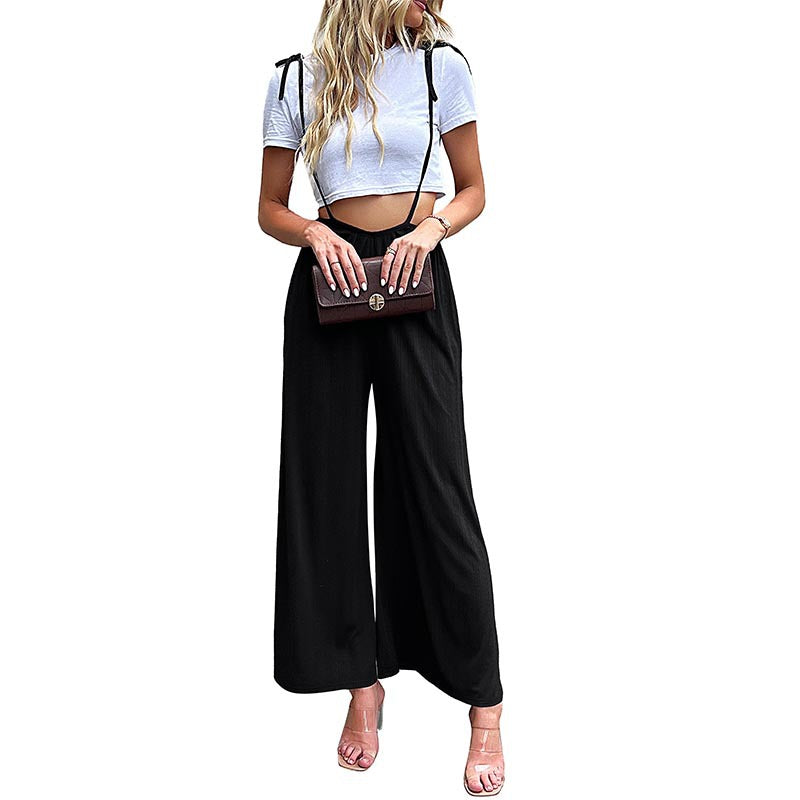 Dame Bredbent Casual Jumpsuit med Justerbare Stropper Stilla