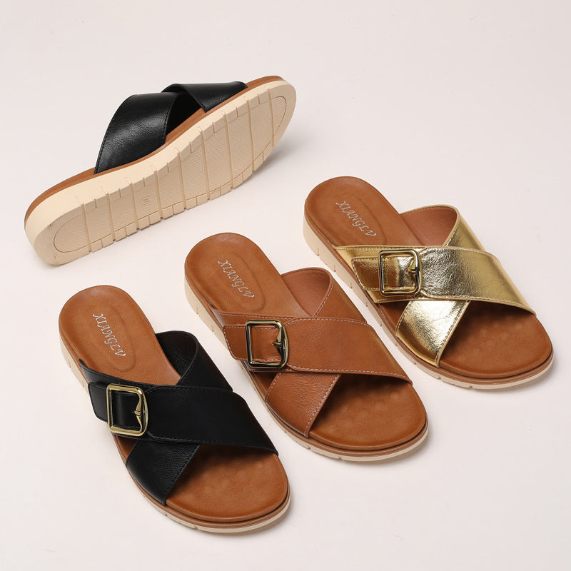 Dame åbne sandaler med moderne rem-design og stilfulde spænder Stilla