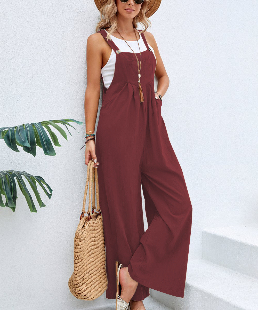 Dame Wide Jumpsuit med lommer og justerbare stropper Stilla