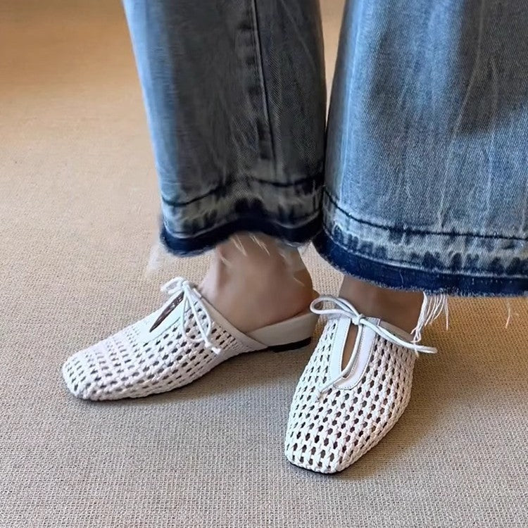 Dame Åben-Webart Vevet Mules med justerbar rem Stilla