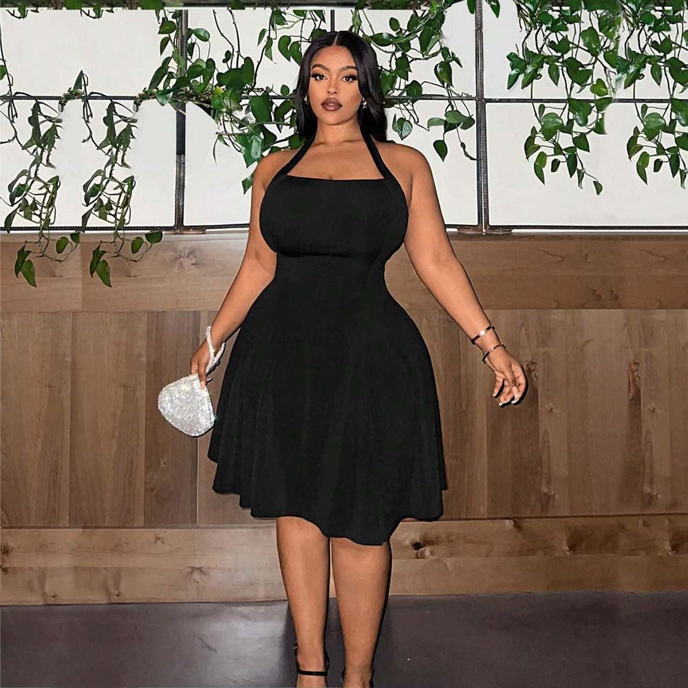 Dame elegant A-linje kjole med skulderløst design Stilla