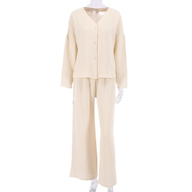 Dame afslappende Lounge-sæt lavet af struktureret materiale med løs pasform Stilla