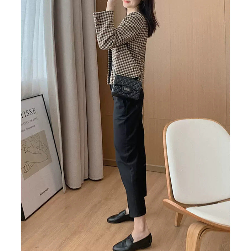 Dame elegant justerbar stofbukser med høj talje og smal ben Stilla