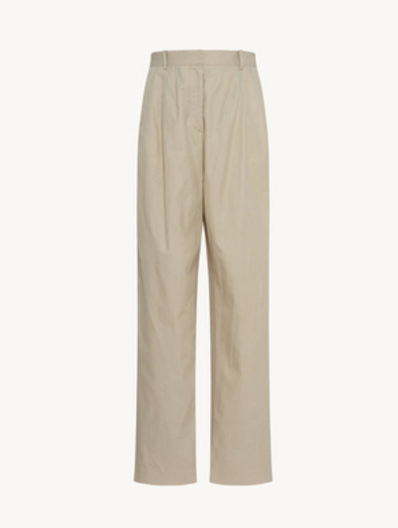Dame elegant høj taljebukser med vidt skåret ben og praktiske pressede folder Stilla