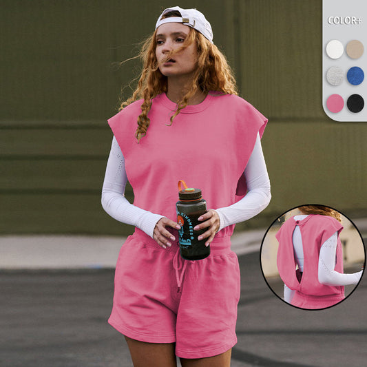 Dame afslappet sportssæt med kortærmet overdel og shorts Stilla