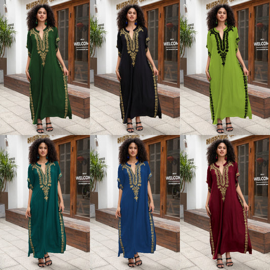 Dame Elegant Kaftan med kunstfærdige broderidetaljer Stilla