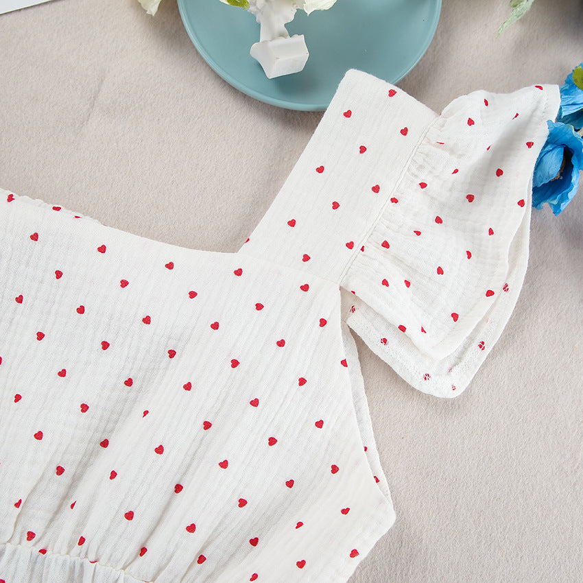 Dame afslappet sommerkjole med flæsedetaljer og elastisk bånd Stilla