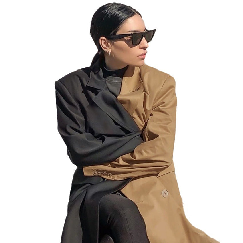 Dame Dobbelt bred Blazer med asymmetrisk Design Stilla