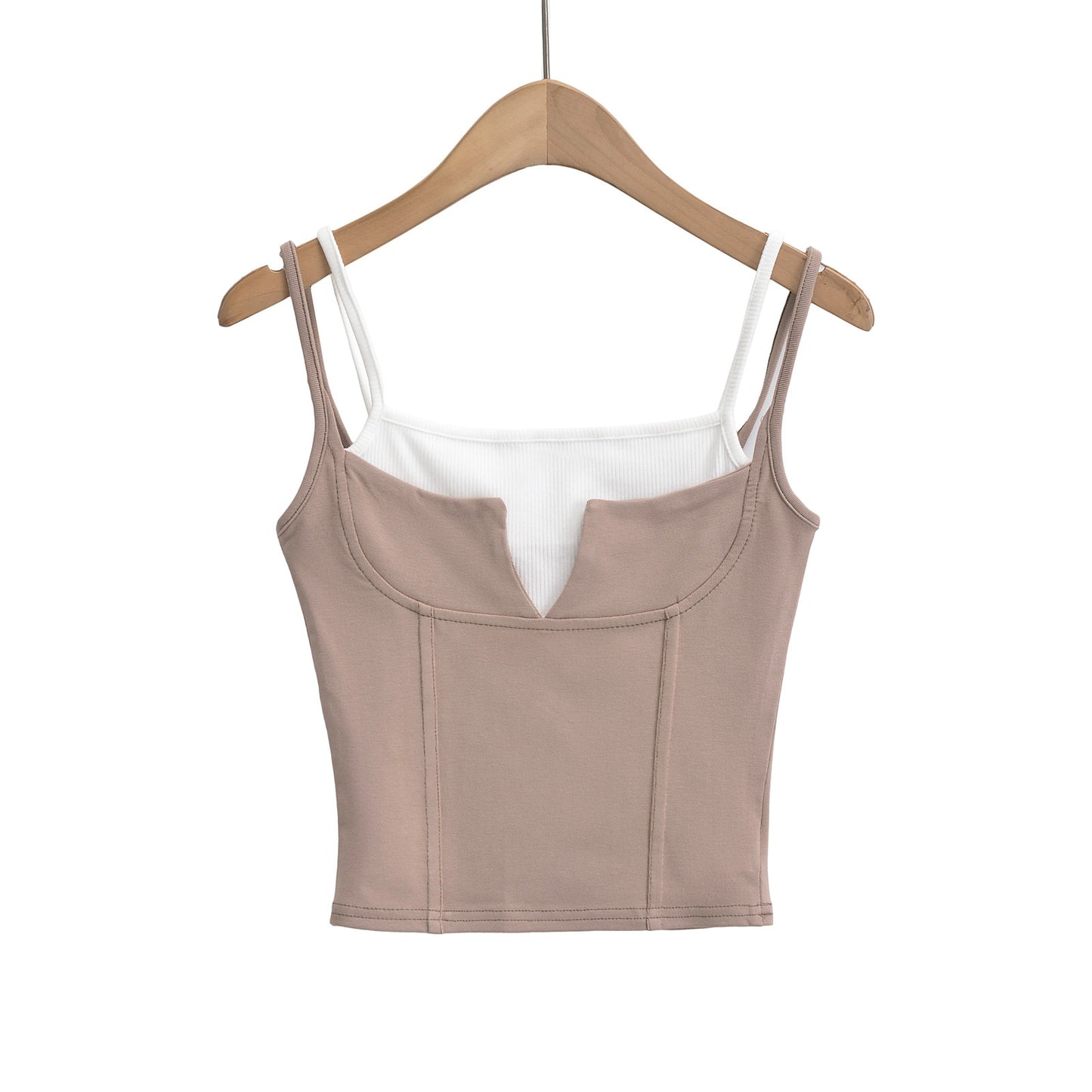 Dame cropped top med dobbelt stropdesign og moderigtigt V-udskæring Stilla