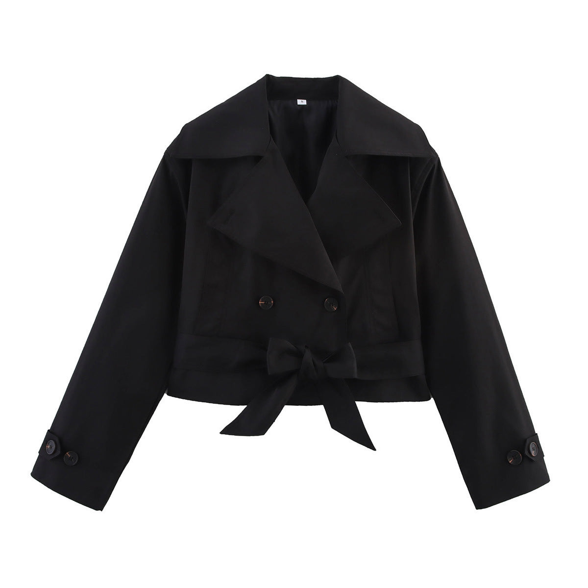 Dame elegant cropped trenchcoat med bred krave og dobbelt knaplukning Stilla