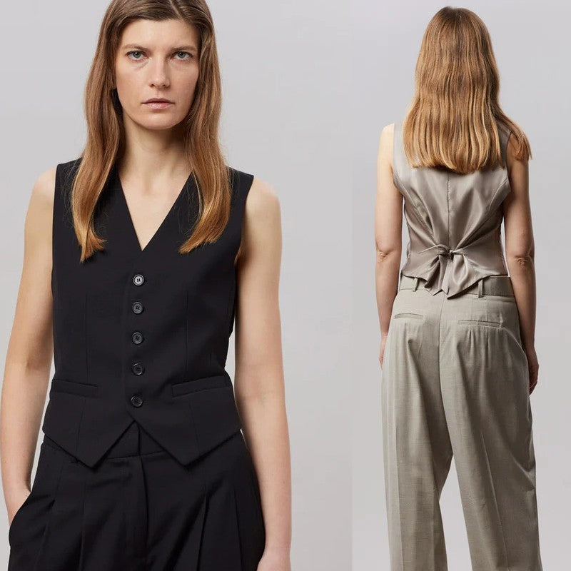 Dame elegant figursyet vest med knapdetaljer og smal pasform Stilla