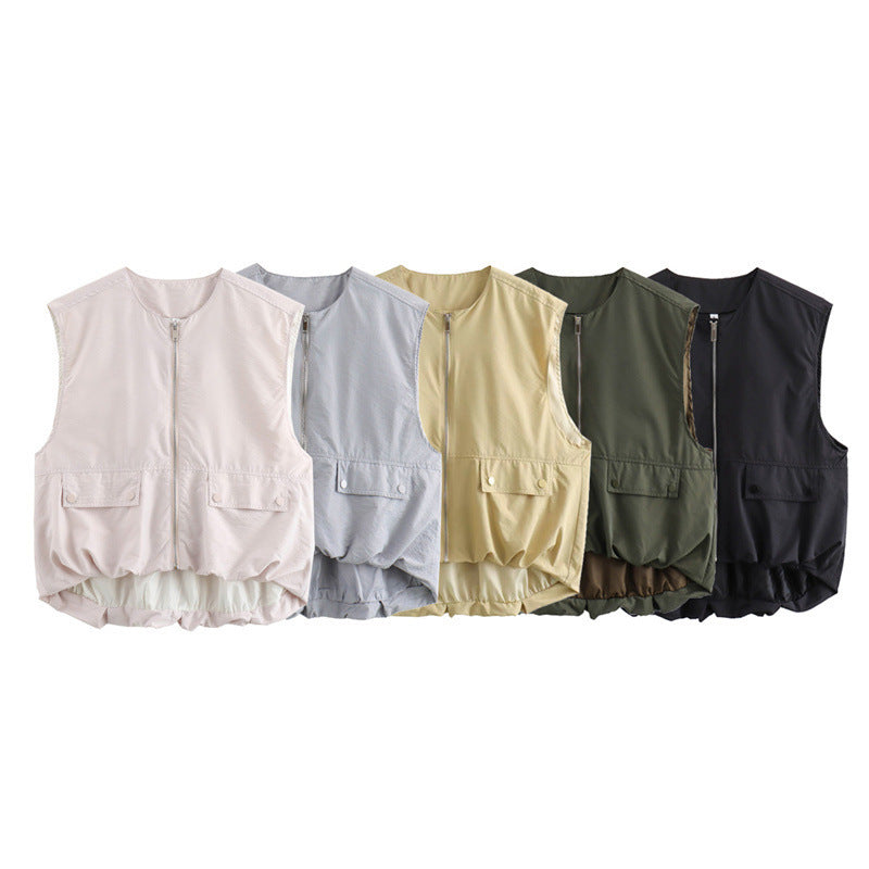 Dame utility vest med sidelommer og elastisk talje Stilla