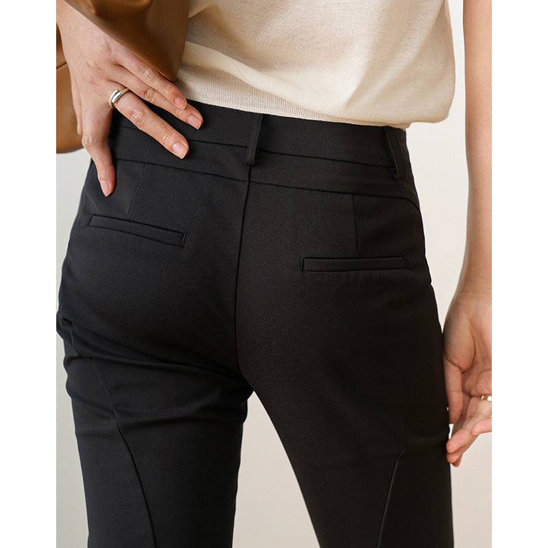 Dame elegant jakkesæt bukser med smal pasform og klassiske folder Stilla