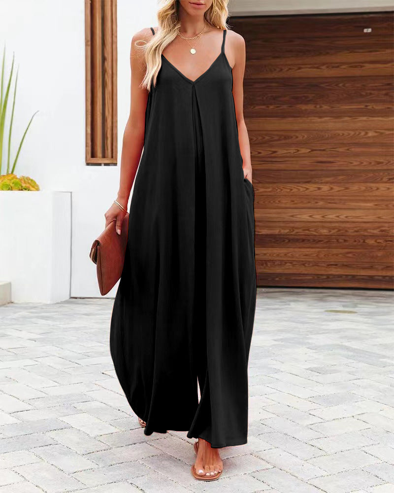 Dame Luftig Maxi-Jumpsuit med Spaghetti-stropper og sidelommer Stilla