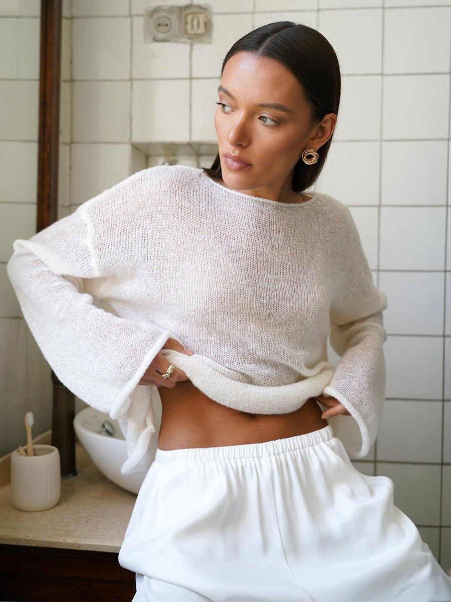 Dame afslappet longsleeve pullover i fin strik kvalitet Stilla