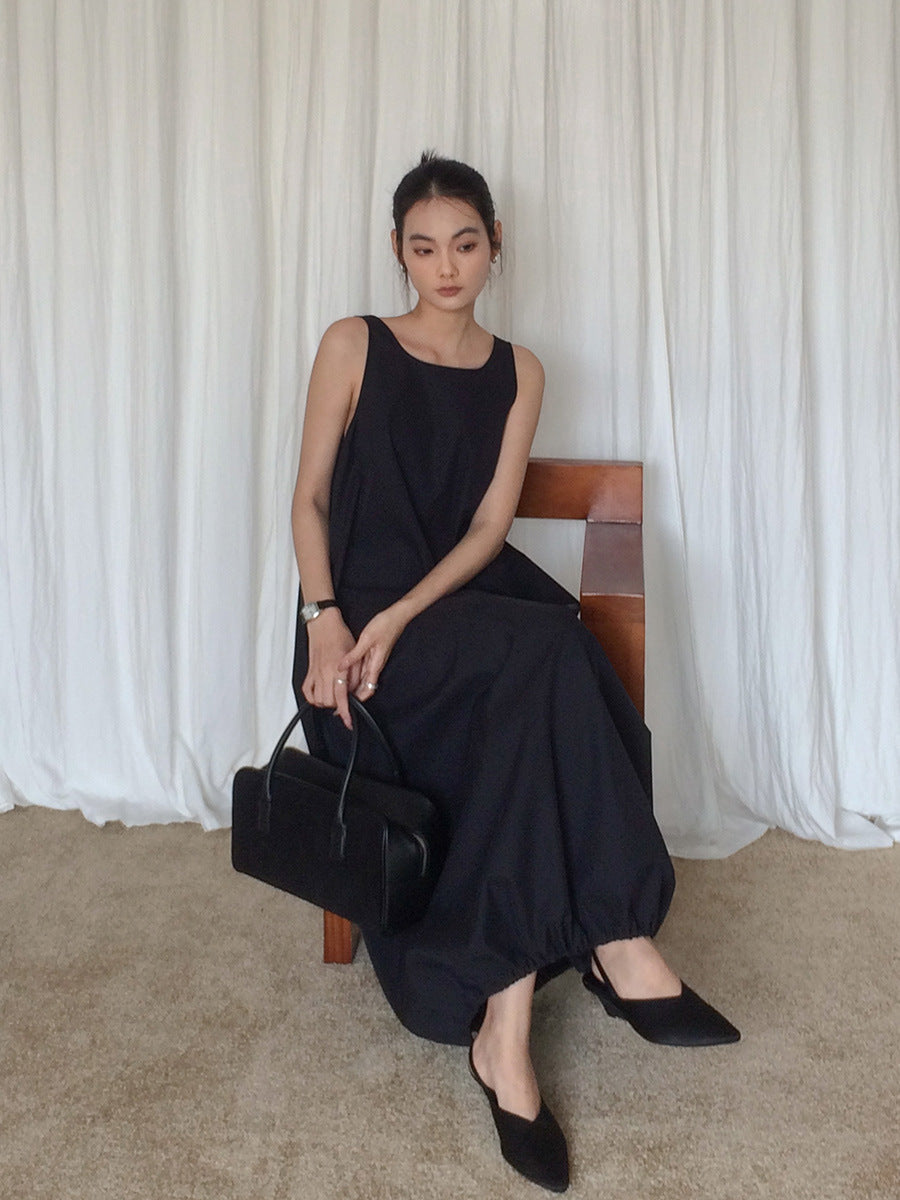 Dame afslappet Maxikjole med vidde udskåret nederdel og elastisk afslutning Stilla