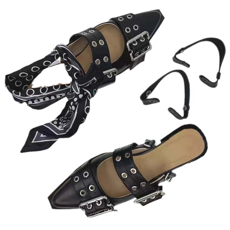 Dame spids tå slingback hæle sandaler med dekorative spænde- og nitte accenter Stilla