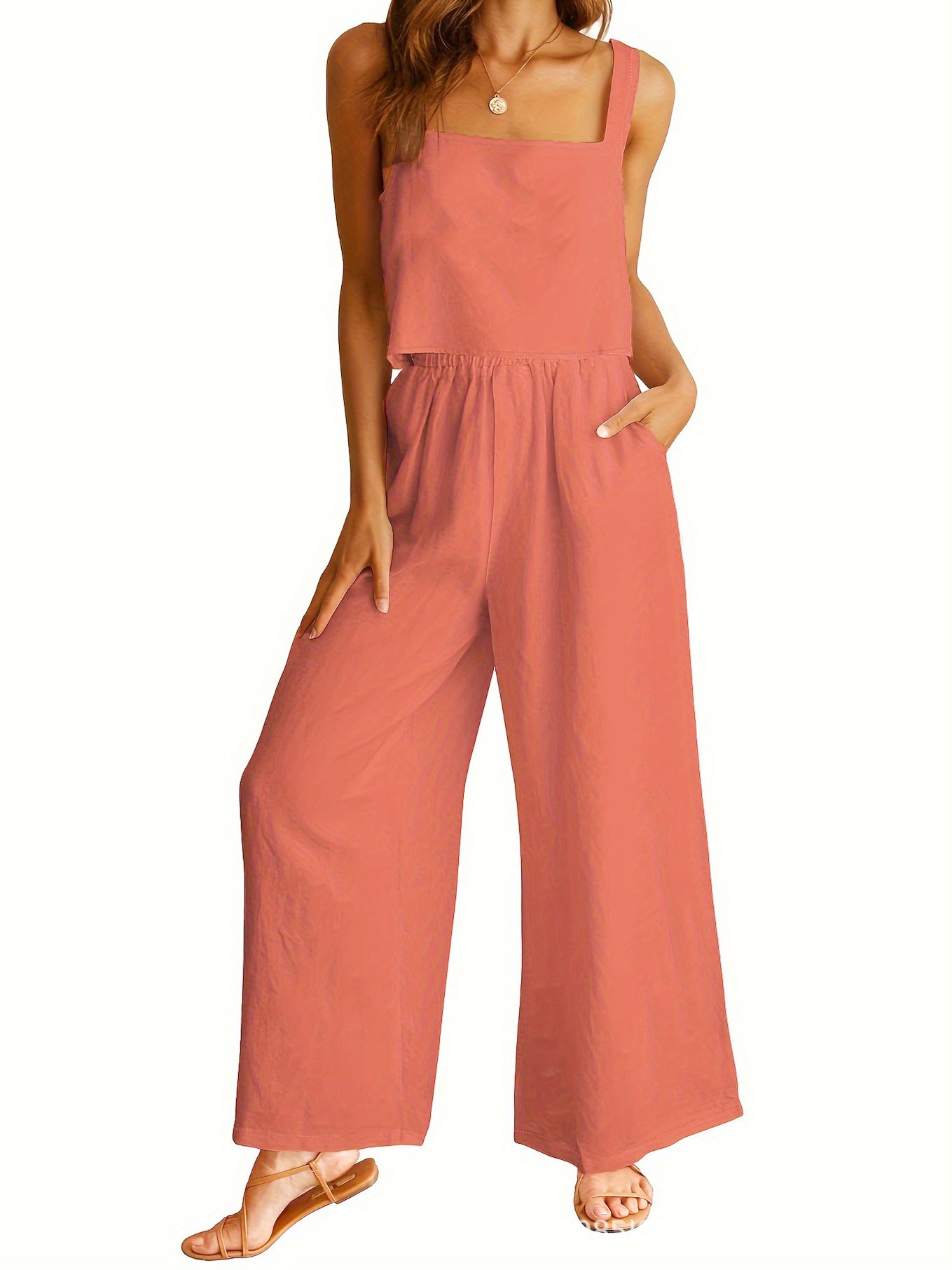 Dame jumpsuit med brede ben og praktiske lommer Stilla