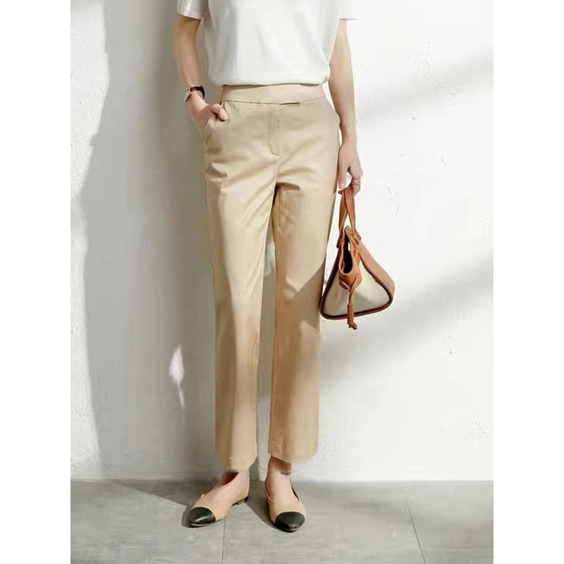 Dame elegant Chino bukser med høj talje og lige ben Stilla